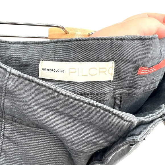 Anthropologie Pilcro Skinny Jeans With Side Buttons High Rise Gray Size 31 - Picture 11 of 16